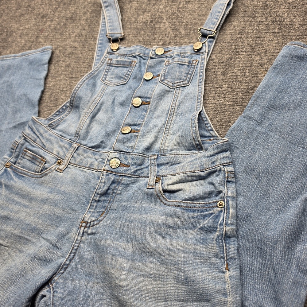 Wax Jean Button Front Denim Overalls Womens Size S Medium Blue Stretch Dungaree